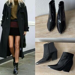 Vince Camuto New York Black Patent Leather Ankle Booties